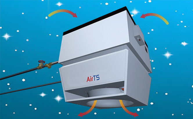 強(qiáng)制熱空氣下送，旋流風(fēng)口下送，熱空氣均勻分布